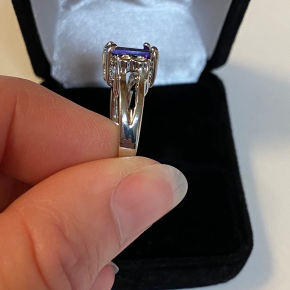 Sterling Silver Amethyst Emerald Cut Fashion Ring - Picture 8 of 11